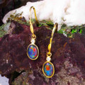 * 1 A CHERRY KISS 14KT YELLOW GOLD & DIAMOND OPAL EARRINGS