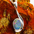 *COLOR VORTEX STERLING SILVER AUSTRALIAN OPAL NECKLACE