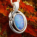 RAINBOW VORTEX  STERLING SILVER AUSTRALIAN OPAL NECKLACE