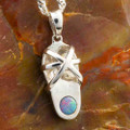 *FULL MOON STERLING SILVER AUSTRALIAN OPAL NECKLACE