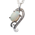 *TIME STONE STERLING SILVER AUSTRALIAN WHITE OPAL NECKLACE