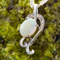 *TIME STONE STERLING SILVER AUSTRALIAN WHITE OPAL NECKLACE