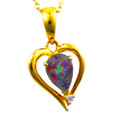 *SUN SENSATION 14KT GOLD & DIAMOND AUSTRALIAN OPAL NECKLACE