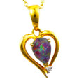* DIRECT SUN 14KT GOLD & DIAMOND AUSTRALIAN OPAL NECKLACE