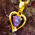 * DIRECT SUN 14KT GOLD & DIAMOND AUSTRALIAN OPAL NECKLACE