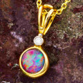 *HOT STONES 14KT GOLD & DIAMOND AUSTRALIAN OPAL NECKLACE *HOT STONES 14KT GOLD & DIAMOND AUSTRALIAN OPAL NECKLACE