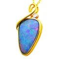 * DIVINE INSPIRATION 14KT GOLD & DIAMOND AUSTRALIAN OPAL NECKLACE