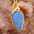 * DIVINE INSPIRATION 14KT GOLD & DIAMOND AUSTRALIAN OPAL NECKLACE