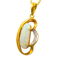 * A 1 DEEP DIVE 14KT GOLD & DIAMOND SOLID WHITE OPAL NECKLACE