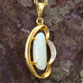 * A 1 DEEP DIVE 14KT GOLD & DIAMOND SOLID WHITE OPAL NECKLACE
