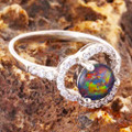 * 1 CRYSTAL BALL STERLING SILVER AUSTRALIAN OPAL RING