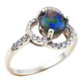 * 1 CRYSTAL BALL STERLING SILVER AUSTRALIAN OPAL RING
