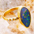 BREATHE DEEP 14KT GOLD & DIAMOND AUSTRALIAN OPAL RING BREATHE DEEP 14KT GOLD & DIAMOND AUSTRALIAN OPAL RING