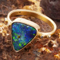 * 1 NOMINATED 14KT GOLD & DIAMOND SOLID BOULDER OPAL RING