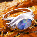 CUPID ANGEL STERLING SILVER AUSTRALIAN OPAL RING
