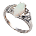 SHINING GEM STERLING SILVER AUSTRALIAN WHITE OPAL RING