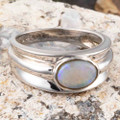 *NEBULA DEW STERLING SILVER AUSTRALIAN WHITE OPAL RING