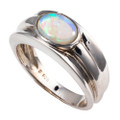 *NEBULA DEW STERLING SILVER AUSTRALIAN WHITE OPAL RING