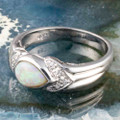 SUN SAGE STERLING SILVER AUSTRALIAN WHITE OPAL RING SUN SAGE STERLING SILVER AUSTRALIAN WHITE OPAL RING