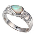 * 1 SUN SAGE STERLING SILVER AUSTRALIAN WHITE OPAL RING