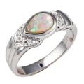 * 1 SUN SAGE STERLING SILVER AUSTRALIAN WHITE OPAL RING