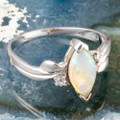 *QUEEN OF STARS STERLING SILVER AUSTRALIAN WHITE OPAL RING *QUEEN OF STARS STERLING SILVER AUSTRALIAN WHITE OPAL RING