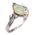 *QUEEN OF STARS STERLING SILVER AUSTRALIAN WHITE OPAL RING *QUEEN OF STARS STERLING SILVER AUSTRALIAN WHITE OPAL RING