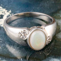 *SOLAR SNUGGLE STERLING SILVER AUSTRALIAN WHITE OPAL RING