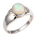 *SOLAR SNUGGLE STERLING SILVER AUSTRALIAN WHITE OPAL RING