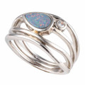 * 1 FIRE RED OPAL STERLING AUSTRALIAN OPAL RING