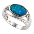 *FANTASY FIRE STERLING SILVER AUSTRALIAN OPAL RING