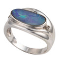 *GALAXY FRACTALS STERLING SILVER AUSTRALIAN OPAL RING