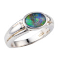 * PETAL & STONE STERLING SILVER AUSTRALIAN OPAL RING