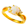 *DEWDROP 18KT YELLOW GOLD PLATED AUSTRALIAN OPAL RING