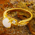 *OCEAN EMBER 18KT YELLOW GOLD PLATED AUSTRALIAN OPAL RING