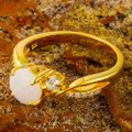 *OCEAN EMBER 18KT YELLOW GOLD PLATED AUSTRALIAN OPAL RING