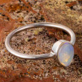 *CRYSTAL BROOK STERLING SILVER AUSTRALIAN SOLID WHITE OPAL RING