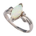 *RAIN & DRIFT STERLING SILVER AUSTRALIAN SOLID WHITE OPAL RING