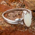 * 1 RAIN & DRIFT STERLING SILVER AUSTRALIAN SOLID WHITE OPAL RING