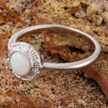 *COASTAL BLOOM STERLING SILVER AUSTRALIAN SOLID WHITE OPAL RING