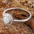 COASTAL BLOOM STERLING SILVER AUSTRALIAN SOLID WHITE OPAL RING