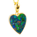 LOVING HEART 14KT YELLOW GOLD AUSTRALIAN OPAL NECKLACE