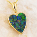 LOVING HEART 14KT YELLOW GOLD AUSTRALIAN OPAL NECKLACE
