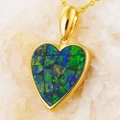 * A LOVING HEART 14KT YELLOW GOLD AUSTRALIAN OPAL NECKLACE