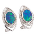 WILLOWBLOOM 14KT GOLD &DIAMOND AUSTRALIAN OPAL STUD EARRINGS