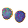 MEADOWSHADE 14KT GOLD &DIAMOND AUSTRALIAN OPAL STUD EARRINGS