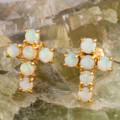 * 1 A ROSEWOOD 14KT GOLD PLATED AUSTRALIAN SOLID WHITE OPAL STUD EARRINGS