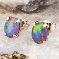 IVYRIDGE STERLING SILVER AUSTRALIAN OPAL STUD EARRINGS