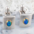 RIVERSTONE 18KT GOLD PLATED GENUINE AUSTRALIAN OPAL CUFFLINKS