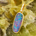 *1 A GOLDENCREST 14KT GOLD & DIAMOND AUSTRALIAN OPAL NECKLACE